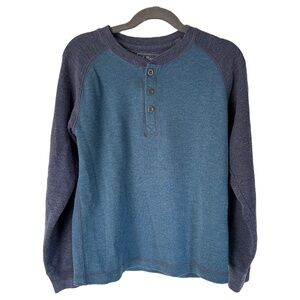 LL Bean Blue Thermal Henley Boys Size 8